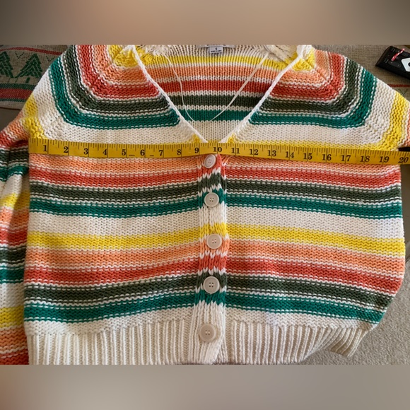 O'Neill Cropped Striped Button up Cardigan Size Small - Picture 5 of 5